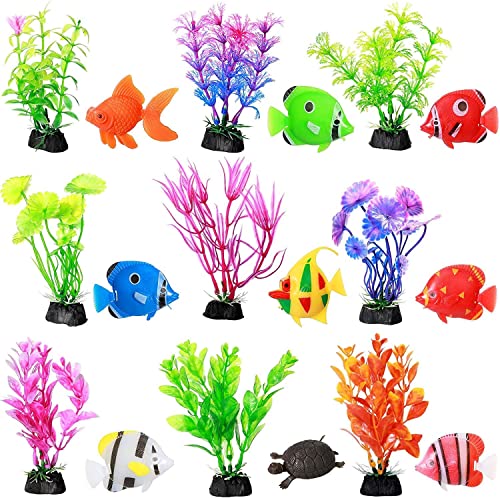 10-Piece Aquarium Coral Decorations Set - Artificial Plants & Coral Ornaments For Fish Tanks