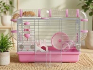 CENTRAL FISH AQUARIUM -Hamster Cage with Play Tunnels, Wheel, Water Bottle & Ramp – Spacious Small Animal Habitat for Hamsters, Gerbils & Mice (47×30×30 cm)